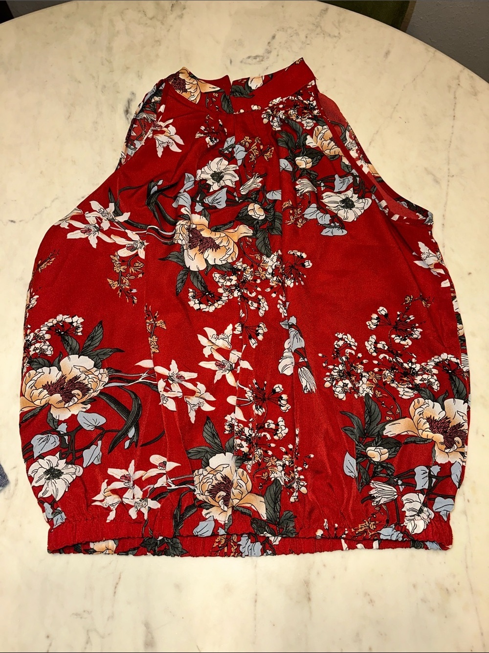 SHEIN Red Floral Halter top size Large nwot
